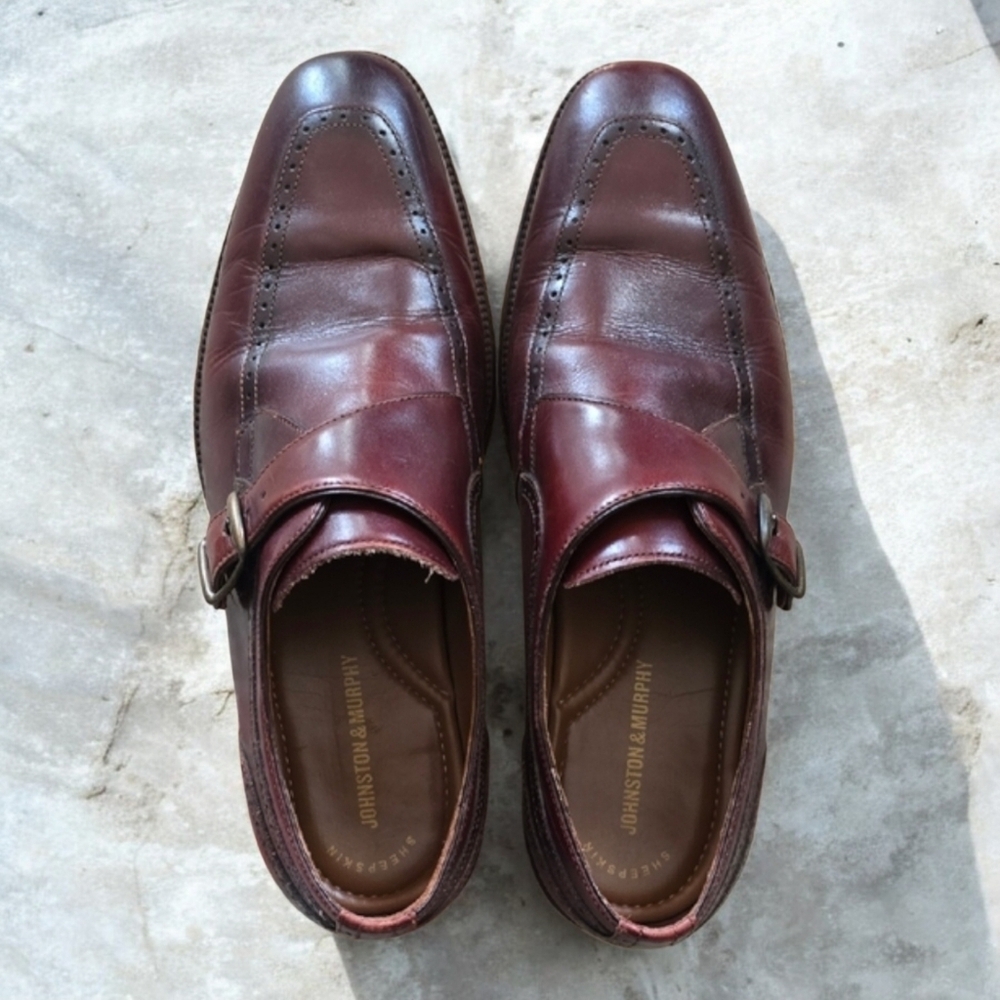 Johnston & Murphy Men's Rich Brown Leather Slip-Ons Size 9.5 Size 9-1/2